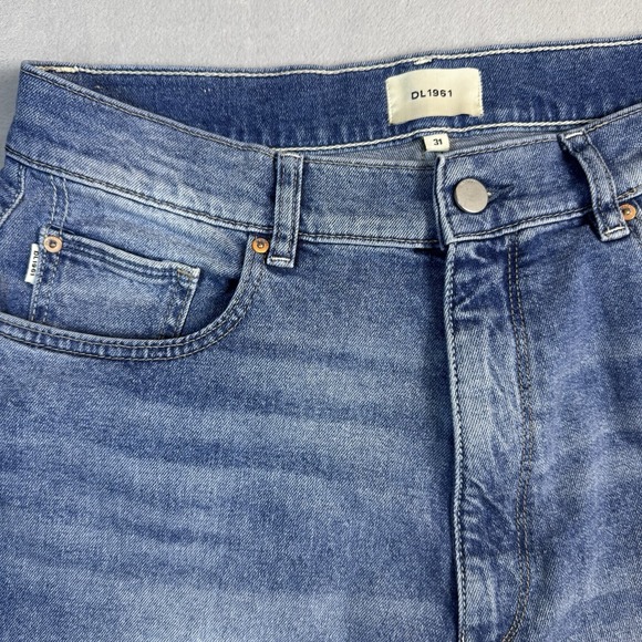 DL1961 Womens Wide Leg Raw Hem Jeans Blue Medium Wash High Rise Size 31 Culottes - Picture 2 of 10